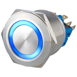 Interruptor de Botón Pulsador Iluminado con Anillo LED Amarillo de 12V, Autoblocante, 1NO1NC, IP65, Impermeable, de Acero Inoxidable, para Control de Electrodomésticos - Product Image 3