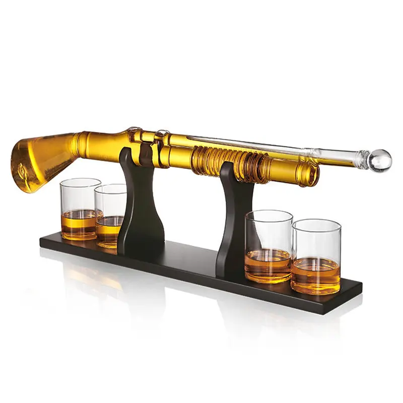 Hot Selling Glass Gun Whiskey Decanter Set Drinking Party Accessory Handmade Gun Liqueur Decanter Gun Shape Decanter