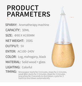 Hot-selling 50ml Wood Grains <b>USB</b> Essential Oil Diffuser Ultrasonic Waterless Humidifier Humidistat <b>Controlled</b> 36dB Noise Aroma - Product Image 6