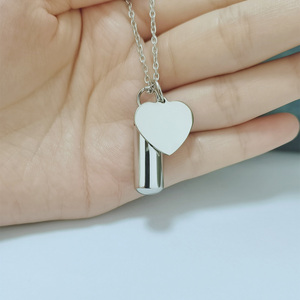 Liontin untuk Abu Pet/Manusia Bulu Silinder Kenang-kenangan Stainless Steel Perhiasan Kremasi Memorial Kalung - Product Image 3