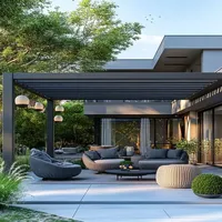 Portails en treillis d'aluminium, pergola moderne d'extérieur avec toit à persiennes, pavillon imperméable pare-soleil pour jardin, patio, cour et terrasse
