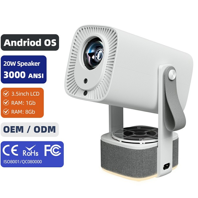 Portable Mini Projector Android 4K 1080P 20W Speaker Auto Keystone 3000 Lumens 3D WIFI Home Theater A005 Pro