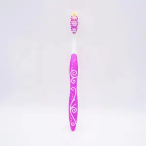 2 Pieces In 1 Pack Wholesale OEM All Rubber Covered Reusable Pink Toothbrush Adult Toothbrush