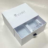 Boîte cadeau coulissante personnalisée avec emballage en carton rigide blanc et insert en mousse protectrice pour bouteilles en verre fragiles