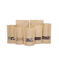 Sachet Kraft Alimentaire Refermable Fermeture Éclair Soudable Doypack Papier Kraft Recyclable Pochette Verticale avec Fenêtre
