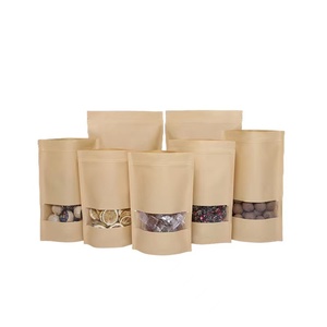 Doypack Túi giấy <span class=keywords><strong>Kraft</strong></span> có thể tái chế đứng lên túi có cửa sổ <span class=keywords><strong>Kraft</strong></span> túi SNACK gói zip khóa nhiệt lưu trữ thực phẩm - Product Image 4