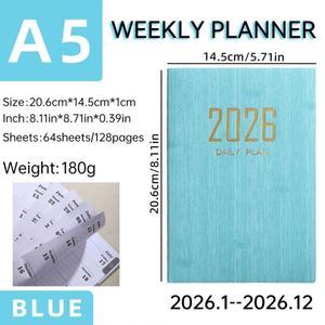 Calendrier hebdomadaire fin A5 2026 – Planificateur et agenda quotidien 365 jours avec index mensuel recouvert de cuir et calendrier annuel - Product Image 5