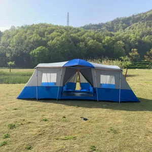 Tente familiale personnalisée de haute qualité fabricants de camping en plein air, grand espace enfants jouent au sommeil comping tente de taille familiale de forme carrée/