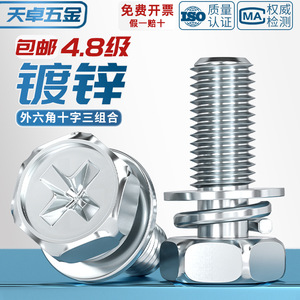 M4 M8 M10 Galvanized Phillips Hex Bolts With Spring Washers Grade 4.8 For Sports Equipment - Product Image 2
