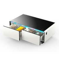 Table basse double porte personnalisée avec réfrigérateur intégré, table multifonctionnelle avec réfrigérateur et chargeur pour salon