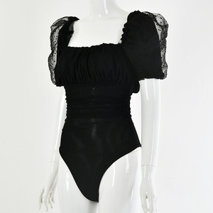 Online Shopping Clothes Mesh Sexy Short Sleeve <strong>Black</strong> Bodysuit <strong>Top</strong> <strong>for</strong> <strong>Women</strong> - Product Image 6