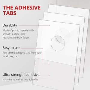 Clear Hook <span class=keywords><strong>Hang</strong></span> Tabs Auto-adesivo Pendurado Tabs Round Hole Heavy Duty Sticky Adhesive Plastic <span class=keywords><strong>Hang</strong></span> Tags para Merchandise Retail - Product Image 4
