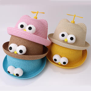 Chapeau d'été libellule en bambou pour garçons filles <span class=keywords><strong>TikTok</strong></span> nouveau dessin animé rotatif parasol raphia paille moulin à vent pêcheur chapeau pour décontracté - Product Image 2