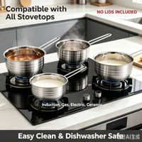 Ensemble de casseroles en acier inoxydable de style américain, écologique, 5 pièces, avec poignées en fil d'acier, compatible lave-vaisselle et induction
