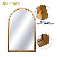 Miroir de salle de bain arqué de luxe avec cadre en bois de Zelkova massif, laque transparente écologique, miroir de vanité pour la décoration moderne des salles de maquillage
