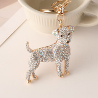 Porte-clés pendentif chien en métal orné de strass, élégant et tendance, personnalisé, en alliage de zinc de haute qualité, pour clés de voiture et breloque de sac à main