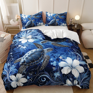 3D In Kỹ Thuật Số Màu Xanh Sâu Rùa Biển Bộ Đồ Giường Đặt Phòng Ngủ Trang Trí Duvet Cover <span class=keywords><strong>Set</strong></span> - Product Image 6