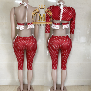 <span class=keywords><strong>Abbigliamento</strong></span> <span class=keywords><strong>donna</strong></span> firmato abiti Casual da <span class=keywords><strong>donna</strong></span> Slim Print Crop Top Jacket con Leggings completi da due pezzi completi da <span class=keywords><strong>donna</strong></span> per il tempo libero - Product Image 3