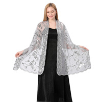 Chine Usine En Gros Mode Nouveau Design Soie Matériel De Haute Qualité Châle Wrap Floral Broderie Femmes Dîner Écharpe