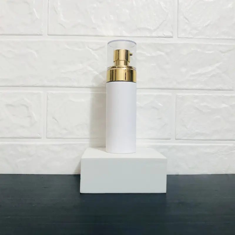60ml 80ml 100ml 120ml 200ml Electroplated gold cover double step spray bottle press type PET white plastic lotion pump bottles