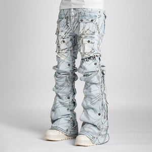 جينز رجالي من ديزنيو 2025 بطول كامل مع تفاصيل ممزقة وأزرار كبس لإطلالة عصرية وضيقة - Product Image 2