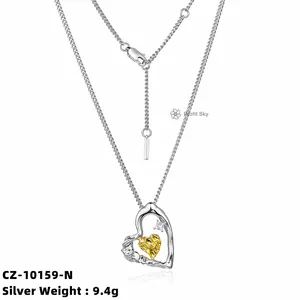 Factory Fashion jewelry Hot Sale Love Heart Zircon 5A CZ Pendant S925 Sterling Silver Necklaces for Women Gifts for Her