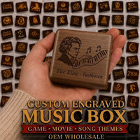 Boîte à musique vintage personnalisée en noyer, mouvement Sankyo Fur Elise, 18 notes, gravée au laser, cadeau classique Beethoven, vente en gros OEM