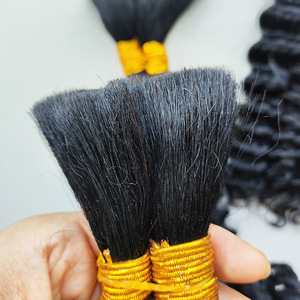 Cheveux à tresser en vrac Deep Wave pour tresses bohèmes, 60% cheveux humains, perruques en vrais cheveux tissées à la main, 100g, 14-24 pouces, couleurs noir/brun/blond - Product Image 4