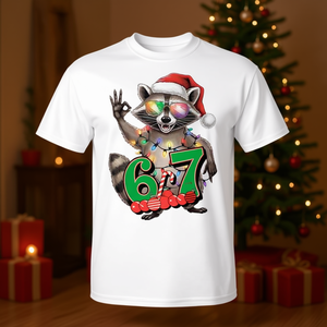 T-shirt de Noël festif avec motif raton laveur pour garçons et filles, taille 6-7 - Product Image 3