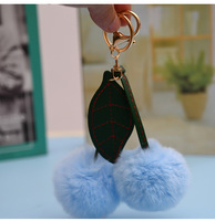 Breloques de sac en peluche motif arbre de dessin animé pompon cerise, porte-clés, pendentif pour sacs à main pour femmes