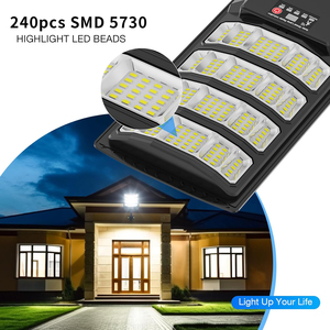 Farola Solar Exterior Súper Brillante de 240 LED, Impermeable, con Sensor de Movimiento, Clasificación IP66, Certificación ROHS y CE, Alimentación por Panel Solar - Product Image 3