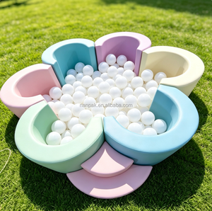 Piscine à balles Macaron Pastel en forme de fleur, en cuir PU, pour location événementielle, garderie et aire de jeux intérieure - Product Image 4