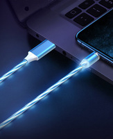Câble de charge USB Type C magnétique lumineux 3-en-1 à charge rapide pour téléphones mobiles