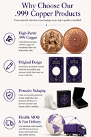 Barre commémorative en cuivre fin .999 de 1 oz, série Légende Arthurienne, avec relief 3D personnalisé du Roi Arthur et Merlin, idéale pour un cadeau.