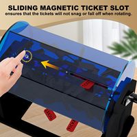 Tambour Spinner de billets de tombola en acrylique bleu translucide sur mesure avec poignée tournante silencieuse support de roue de tombola de grande capacité