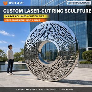 Escultura Moderna Personalizada de Acero Inoxidable 304/316, Anillo Hueco Pulido a Espejo para Decoración de Jardín, Plaza o Exteriores - Product Image 1