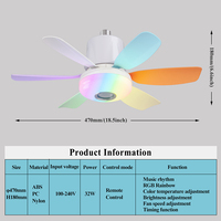 Contrôleur de vitesse de moteur CC avec fonction de synchronisation du haut-parleur, maison intelligente, salle de bain moderne, ampoule LED E27, ventilateurs de plafond RGB