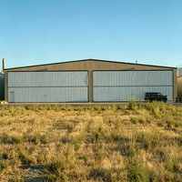 Hangar d'avion en structure acier haute résistance au vent, portée claire de 15m à 50m, certifié CE/AISC, pour aéroports côtiers