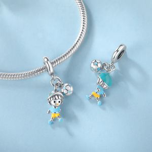 เครื่องประดับลูกปัดจี้ห้อยคอสไตล์สปอร์ตสีเงินสเตอร์ลิง S925แบบทำมือ - Product Image 3