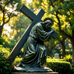 Statue de Jésus-Christ grandeur nature <span class=keywords><strong>en</strong></span> laiton, Simon de Cyrene aidant Jésus à porter la croix, sculpture <span class=keywords><strong>en</strong></span> bronze, statue de Jésus-Christ - Product Image 3