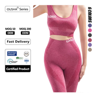 Ensemble Sport Femme : Top de Yoga Taille Haute, Legging de Cyclisme Uni, Soutien-Gorge de Sport Sans Manches pour Musculation et Fitness