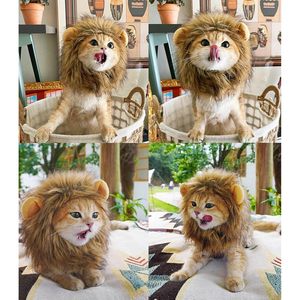 Premium stile classico leone criniera parrucca regolabile lavabile per il Costume di gatto di Halloween comodo pelo di leone vestiti di gatto vestito - Product Image 5