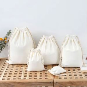 Heat Transfers Custom Logo Canvas Cotton Pouch Storage Tea Drawstring Jewelry Bags Sports Bags Gift Bags for Women - Product Image 2