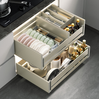 Panier de rangement de cuisine moderne extractible avec support pour bols et assiettes pour armoires