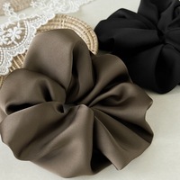 Accessoires pour cheveux en satin à imprimé léopard de couleur unie vintage, grands chouchous pour femmes