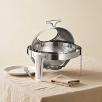 Ensemble de réchauds de luxe à couvercle roulant, chauffe-plats commerciaux en acier inoxydable pour buffet avec supports à combustible, équipement de restauration