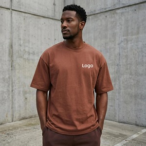 T-shirt surdimensionné de haute qualité en coton peigné 100% avec impression sérigraphique OEM, 250 grammes, personnalisé pour hommes, vente en gros du fabricant - Product Image 1