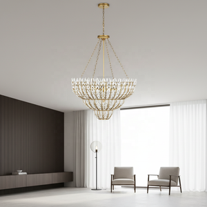 Nouveau lustre Morrigan en verre blanc moderne de grande taille et luxueux pour le hall d'entrée, le salon, lampe suspendue décorative - Product Image 1