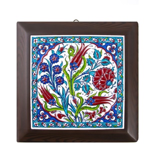 Azulejo enmarcado de cerámica pintado a mano turco - Product Image 1