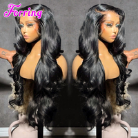 Wig rambut manusia asli India tanpa lem, rambut kutikula sejajar, wig lace frontal HD, wig lace depan untuk wanita kulit hitam (grosir)